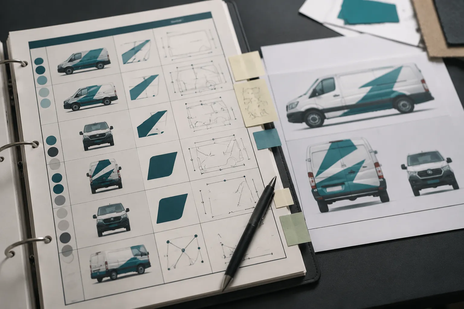 Fleet branding revision ledger with open handoff questions
