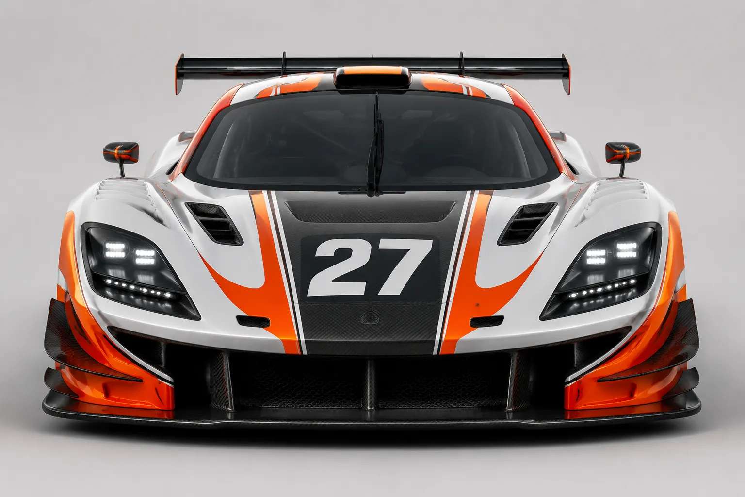 Front-oriented race car concept view for competition number comparison